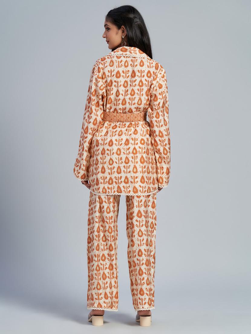 orange batik print top and trouser co-ord set - 20289766 - Standard Image - 2