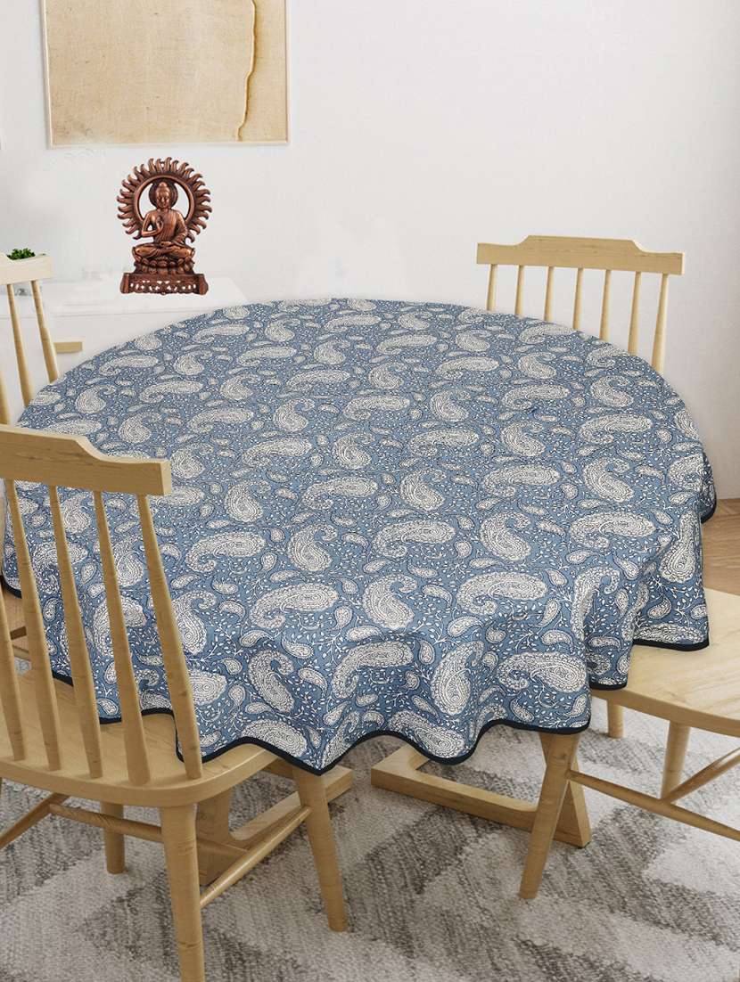 indhome life cotton round pack of 1 floral 4 seater dining table cloth cover, 56" diameter
