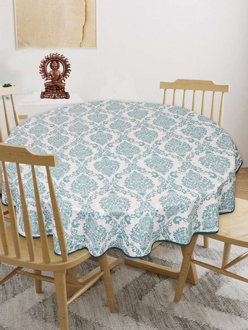 indhome life cotton round pack of 1 floral 4 seater dining table cloth cover, 56" diameter
