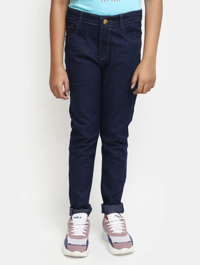 girls solid slim fit jeans