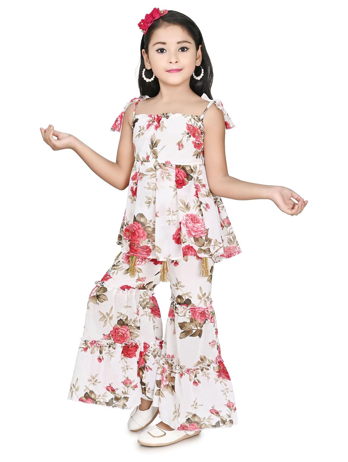 girls floral printed kurta & sharara set - 20291121 - Standard Image - 2