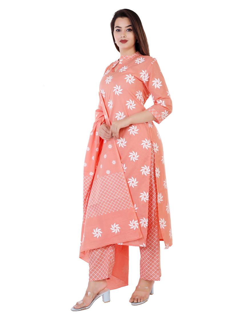 peach colored kurta pant set - 20291330 - Standard Image - 2