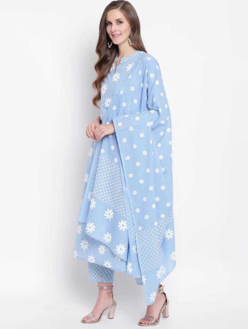 light blue colored kurta pant set - 20291331 - Standard Image - 2