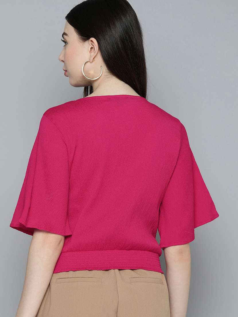 women's crop notch neck top - 20291447 -  Standard Image - 2