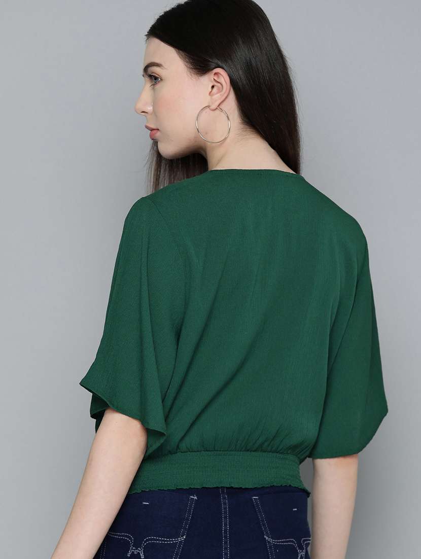 women's crop notch neck top - 20291449 -  Standard Image - 2