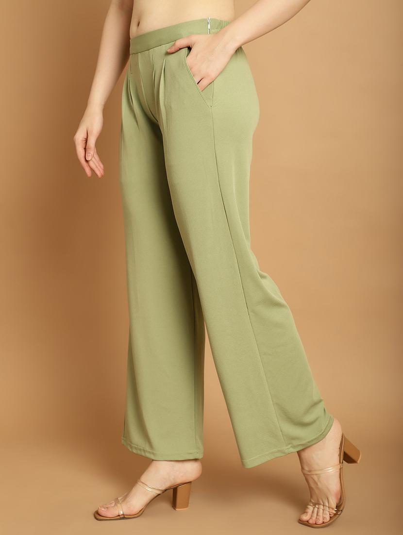 olive crepe pleated trouser - 20291756 - Standard Image - 2