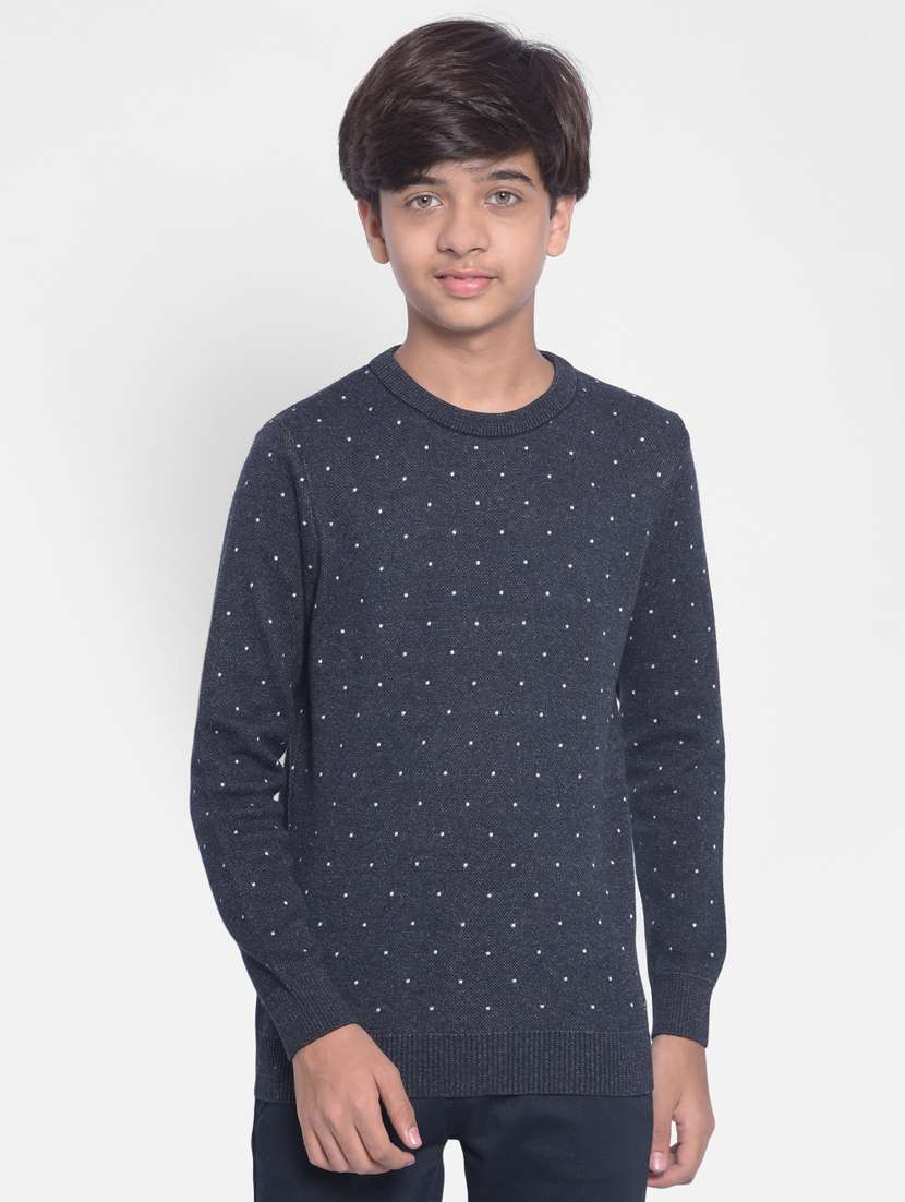 boys self design long sleeve sweaters