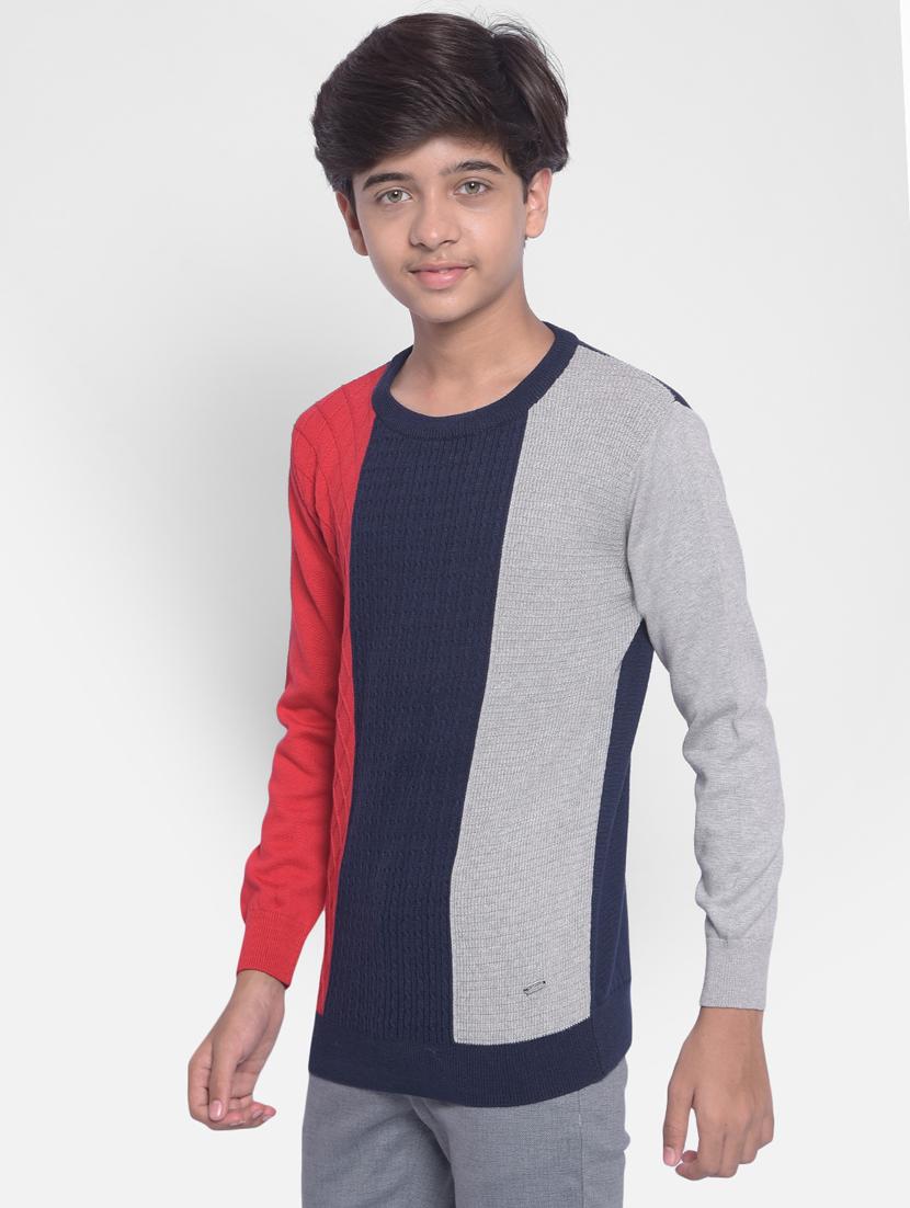 boys color block 100% cotton sweater - 20292451 - Standard Image - 2