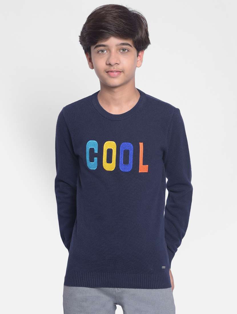 boys navy blue 100% cotton sweater