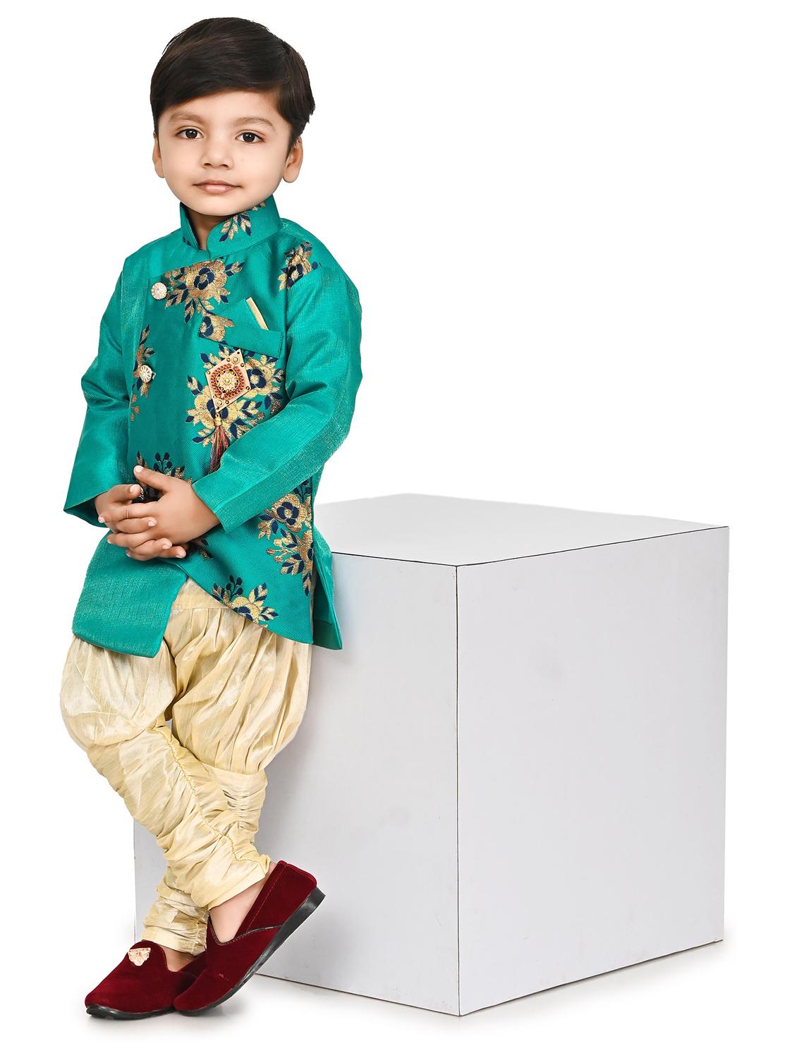 boys self design sherwani set - 20292759 - Standard Image - 2