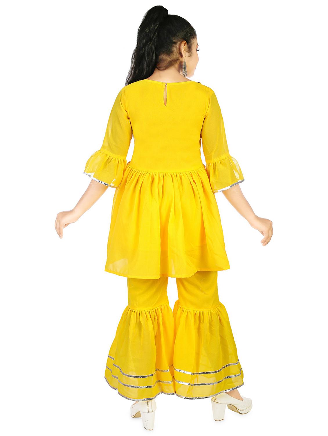 girls yellow embellished kurta sharara set - 20292806 - Standard Image - 2