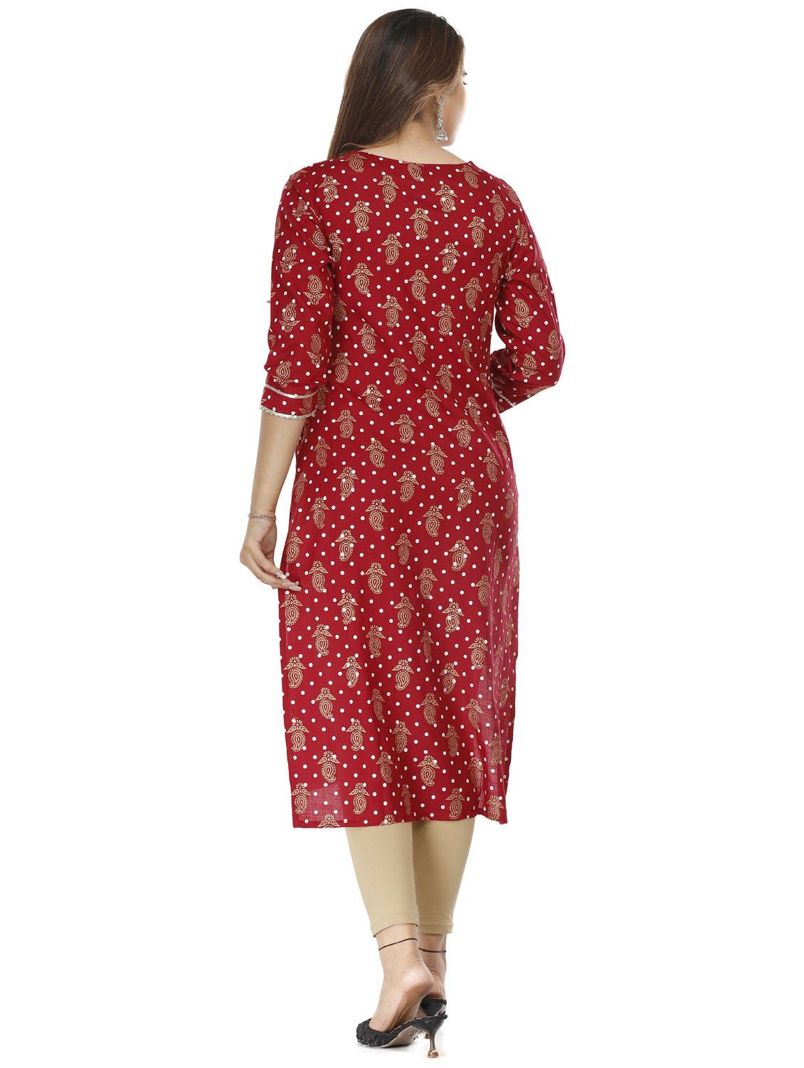 maroon colored straight kurta - 20292926 - Standard Image - 2