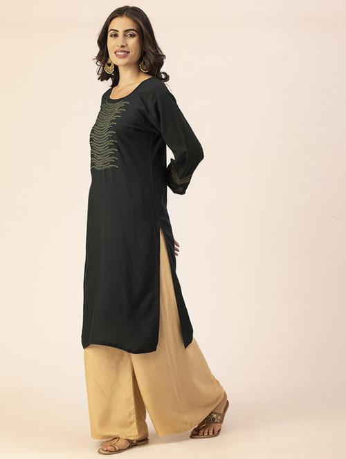 women yoke embroidered straight kurta - 20293328 - Standard Image - 0