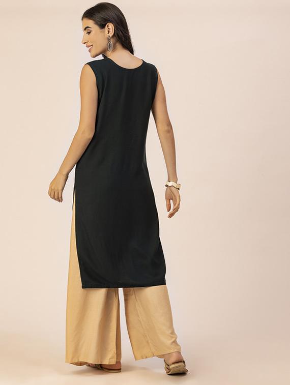 women yoke embroidered straight kurta - 20293332 - Standard Image - 2