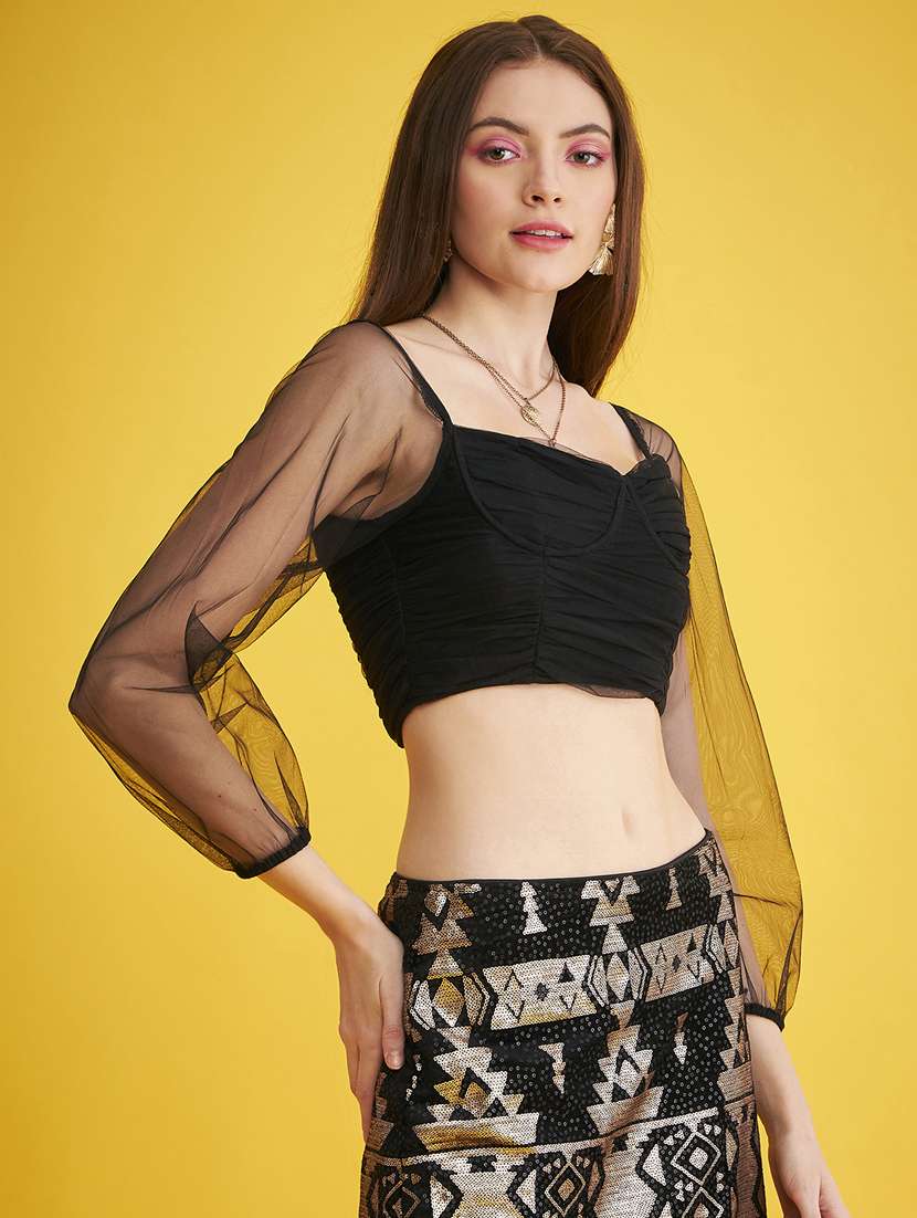 women's crop sweetheart neck top - 20293966 -  Standard Image - 2