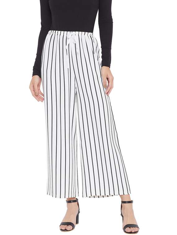 white stripes wide leg trouser
