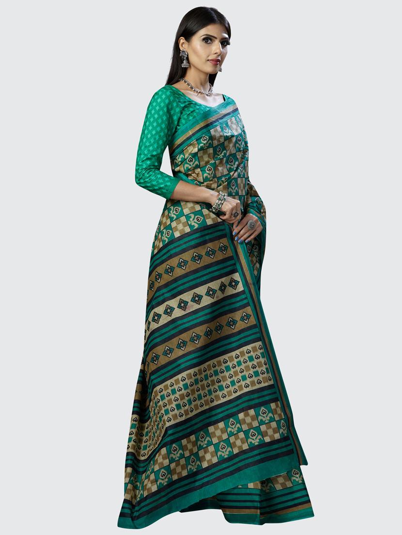 women green cotton hnadloom saree with blouse - 20294851 - Standard Image - 2