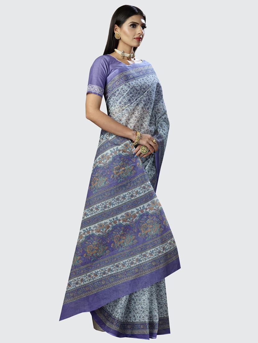 purple colored printed saree - 20294853 - Standard Image - 2