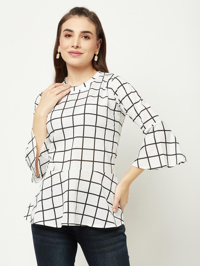 white checkered regular top - 20294898 -  Zoom Image - 0