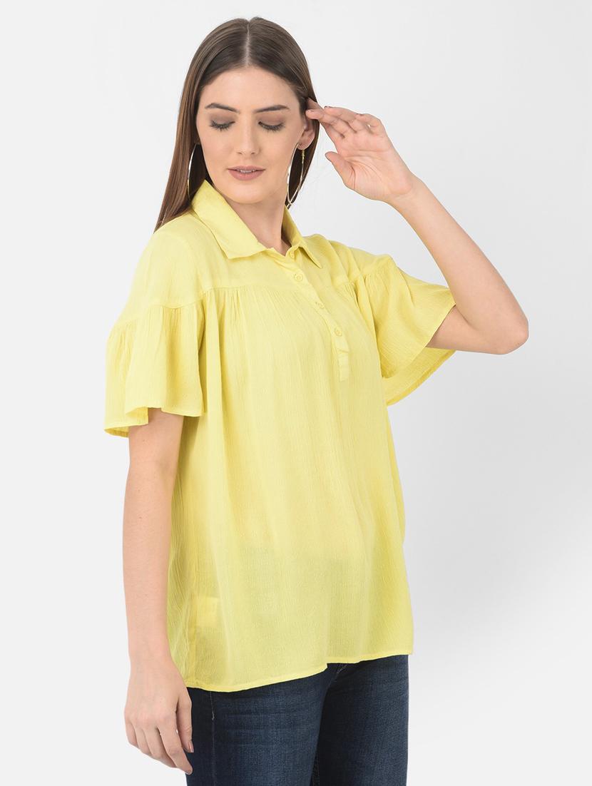 yellow solid a-line top - 20294926 - Standard Image - 2