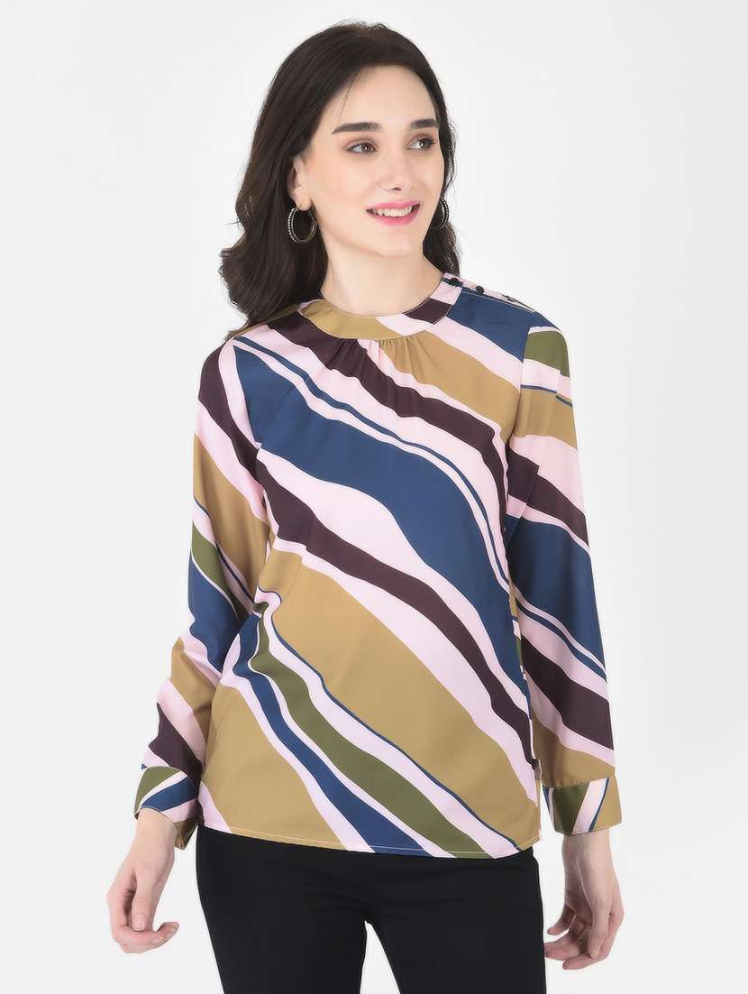 multi colored abstract printed regular top