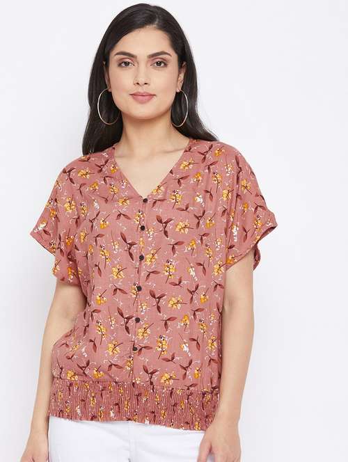 copper floral blouson top - 20294957 - Standard Image - 0