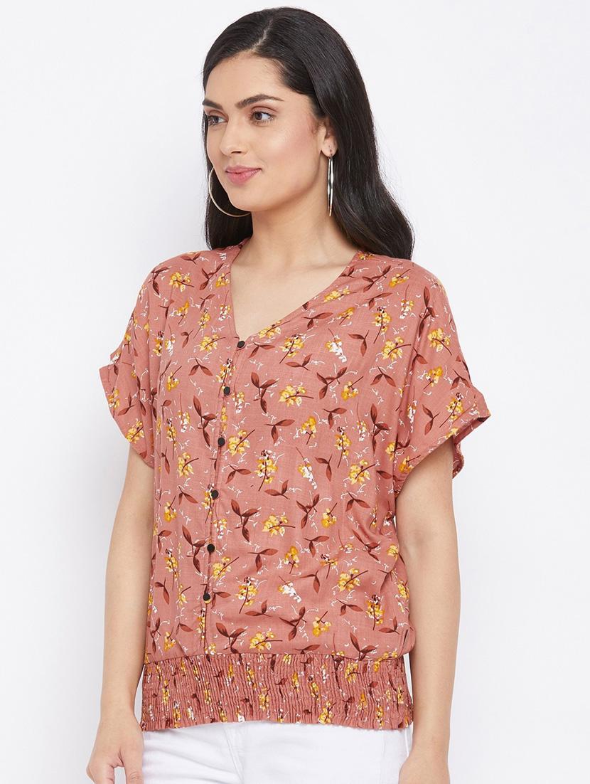 copper floral blouson top - 20294957 - Standard Image - 2