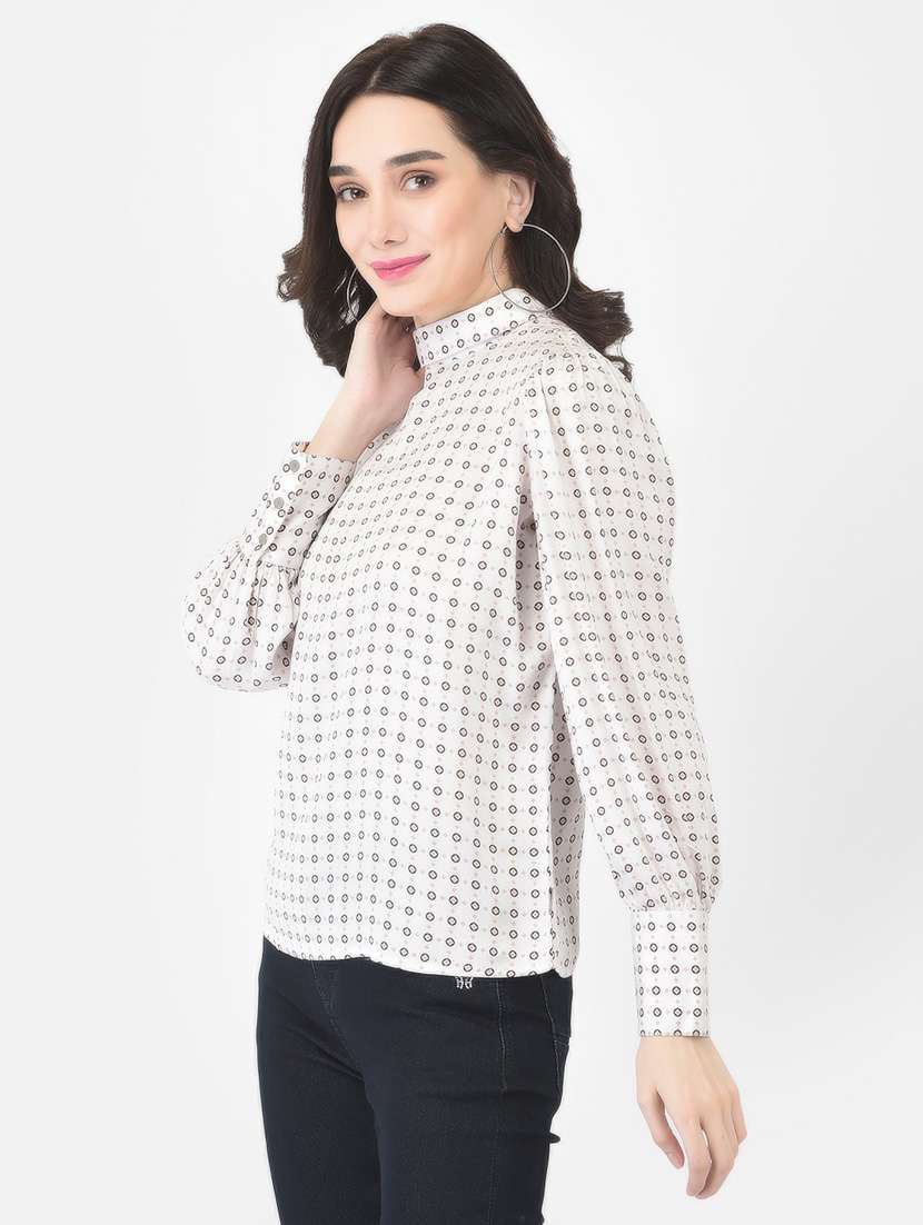 white printed regular top - 20294975 -  Standard Image - 2