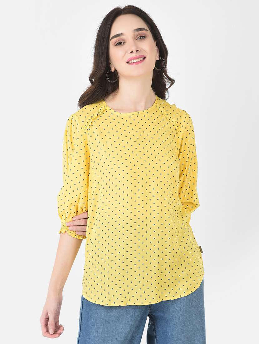 yellow polka dots regular top