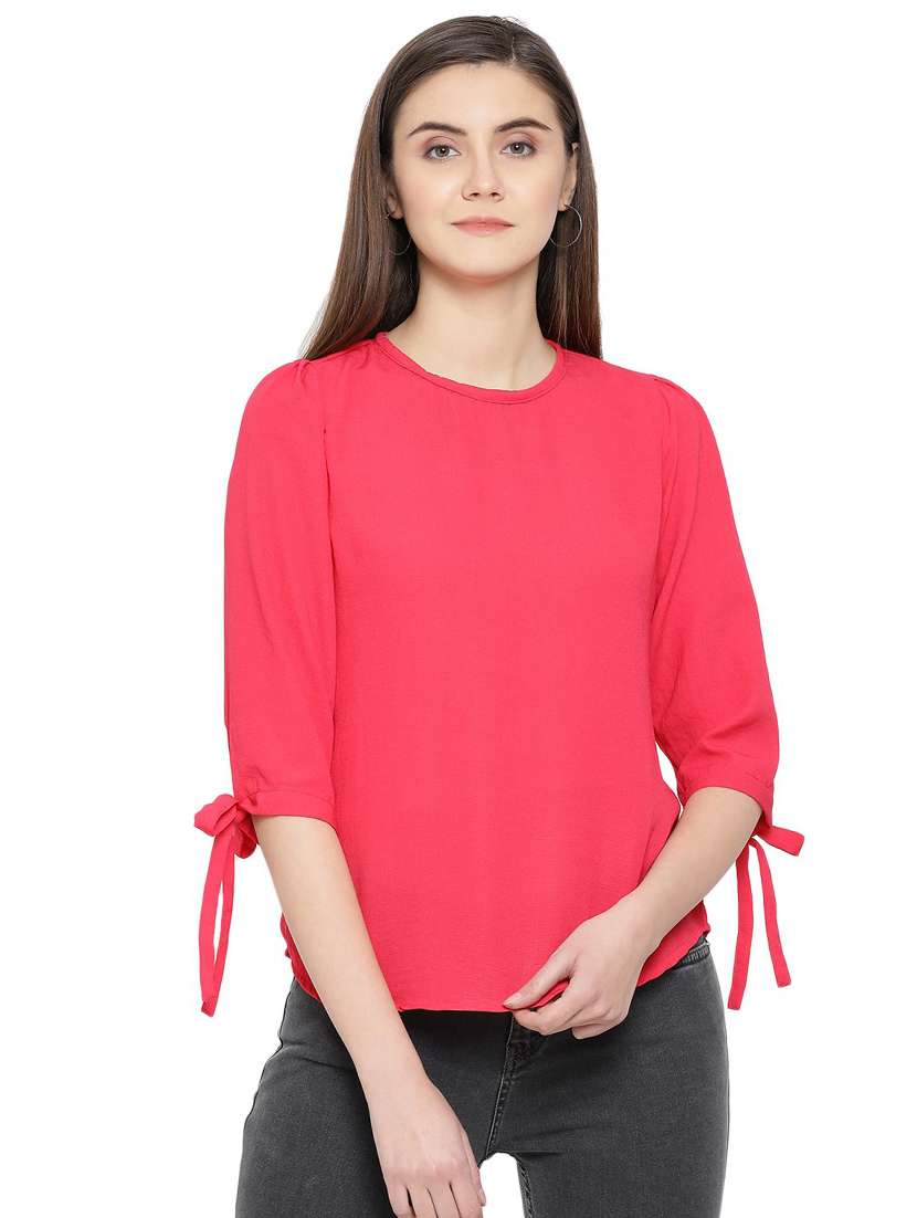 pink solid straight top