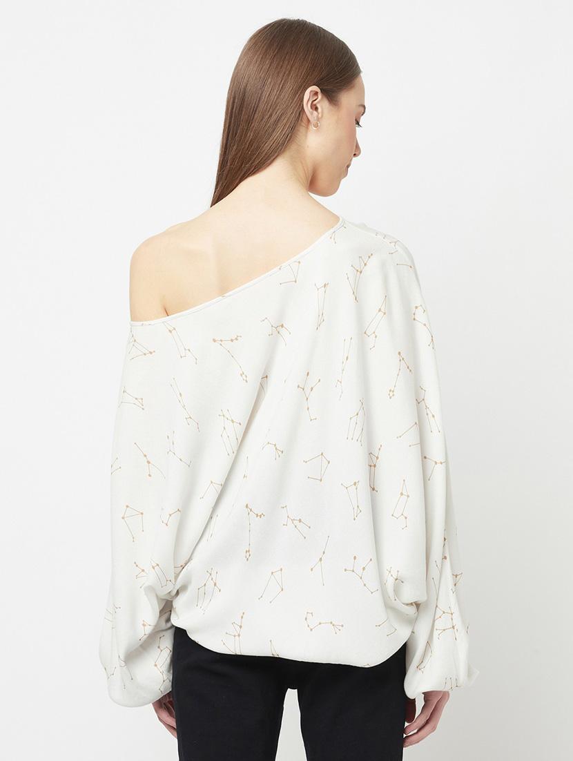 women printed asymmetric neck top - 20294993 - Standard Image - 2
