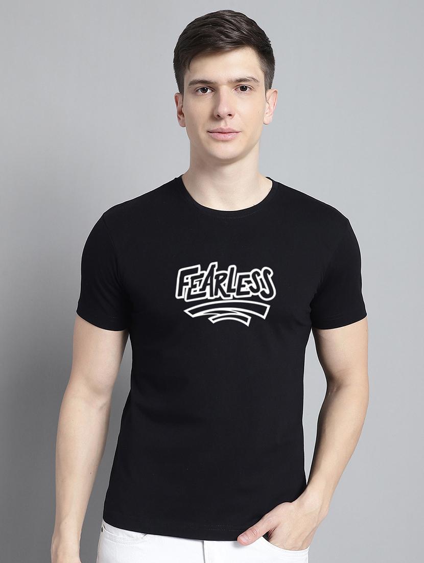 men black cotton chest print t-shirt - 20295697 - Zoom Image - 0
