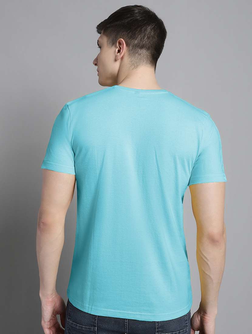 men light blue cotton chest print t-shirt - 20295708 -  Standard Image - 2