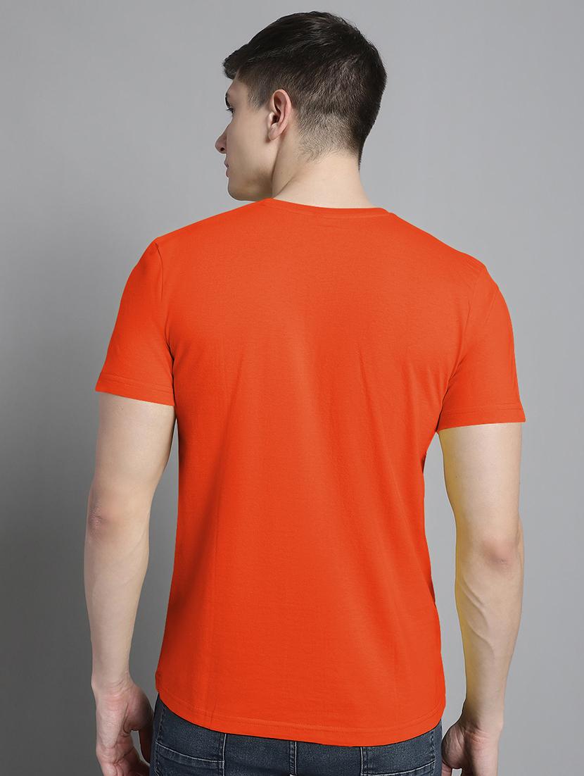 men orange cotton chest print t-shirt - 20295714 - Standard Image - 2