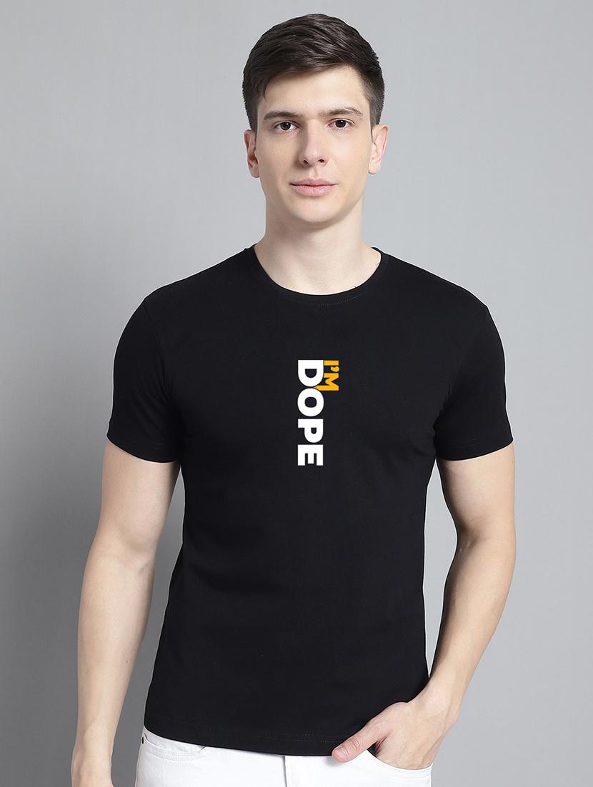 men black cotton chest print t-shirt - 20295731 - Zoom Image - 0