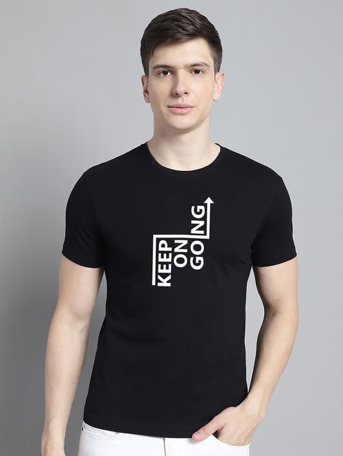 men typography print black cotton t-shirt - 20295738 -  Standard Image - 0