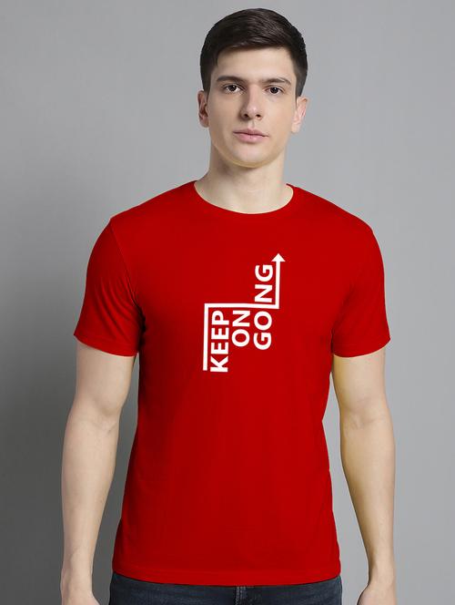 men typography print red cotton t-shirt - 20295739 -  Standard Image - 0