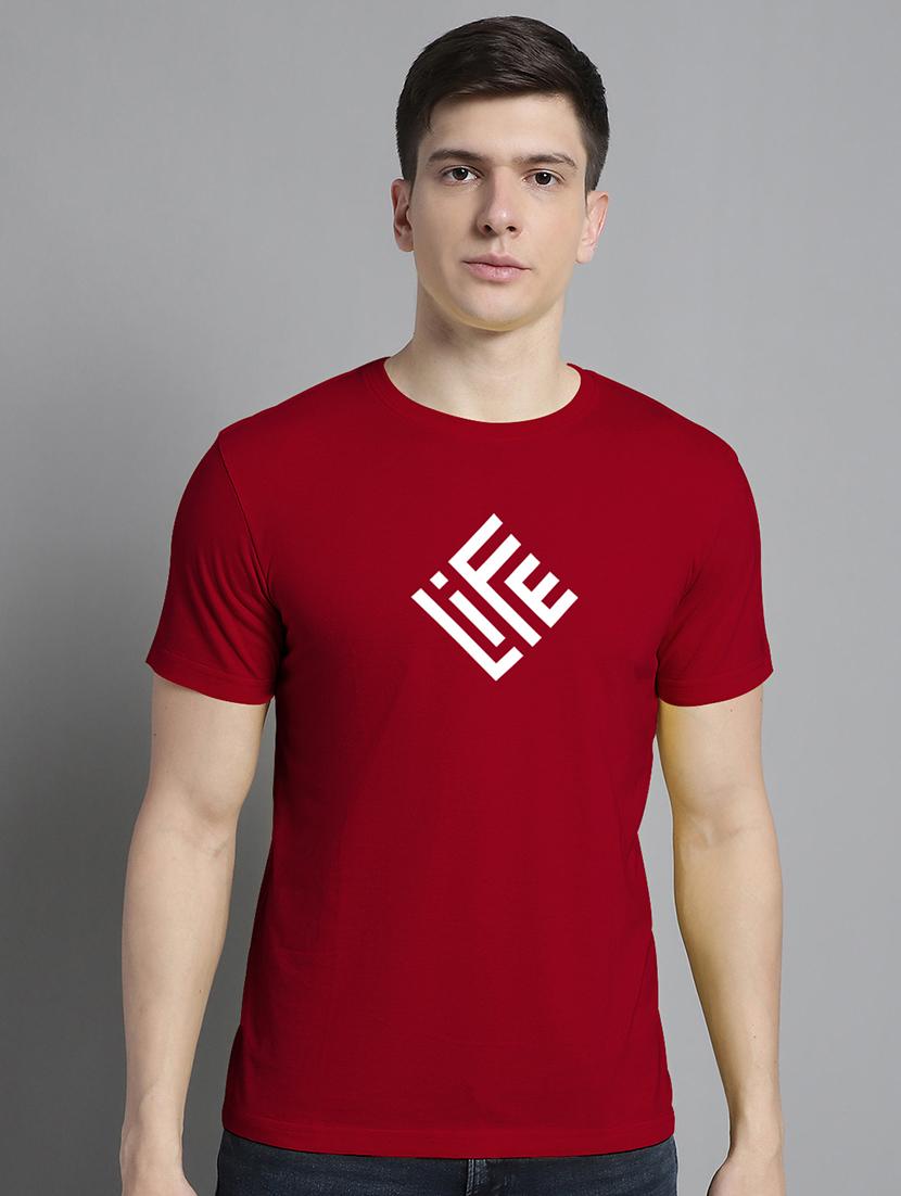 men typography print maroon cotton t-shirt - 20295756 - Zoom Image - 0