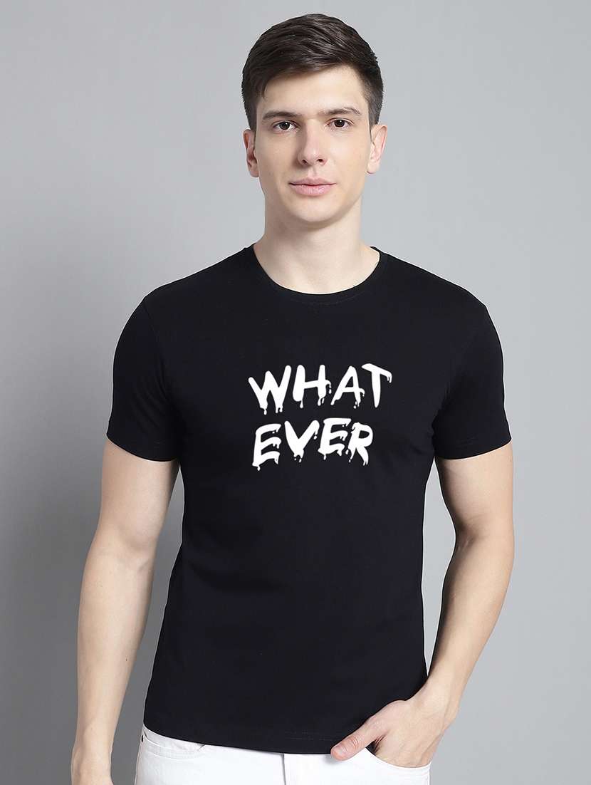 men typography print black cotton t-shirt - 20295770 - Zoom Image - 0