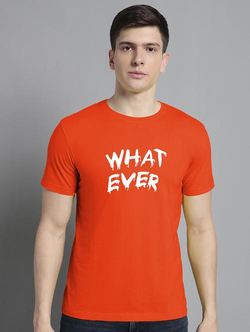 men orange cotton chest print t-shirt - 20295773 -  Standard Image - 0