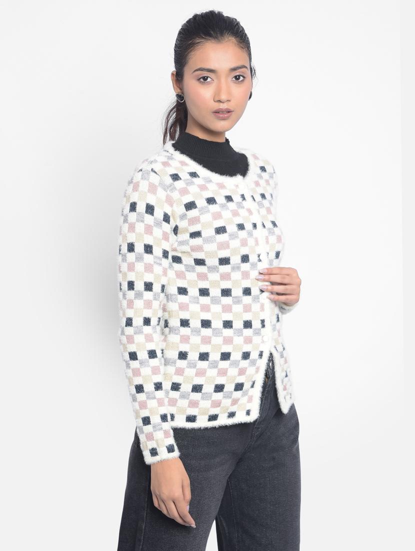 women's multi colored nylon wool blend cardigan - 20295946 - Standard Image - 2