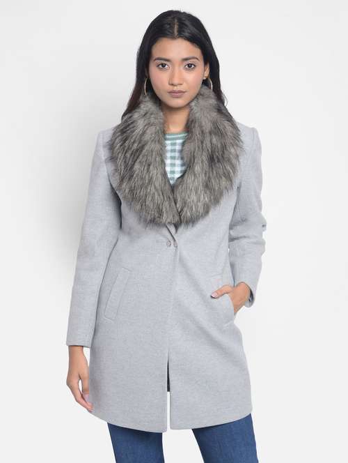 women grey polyester casual blazer - 20295953 -  Standard Image - 0