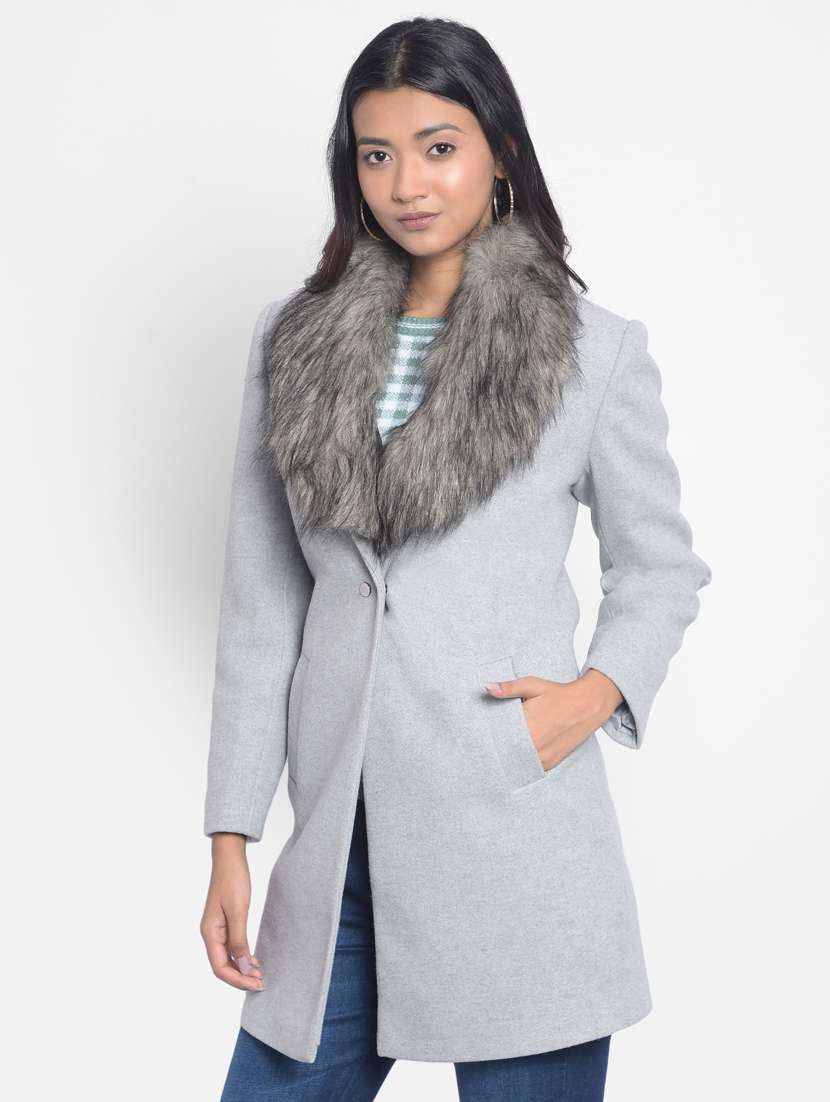women grey polyester casual blazer - 20295953 -  Standard Image - 2