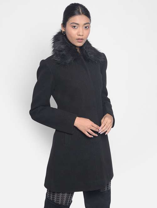 women black polyester casual blazer - 20295954 -  Standard Image - 0