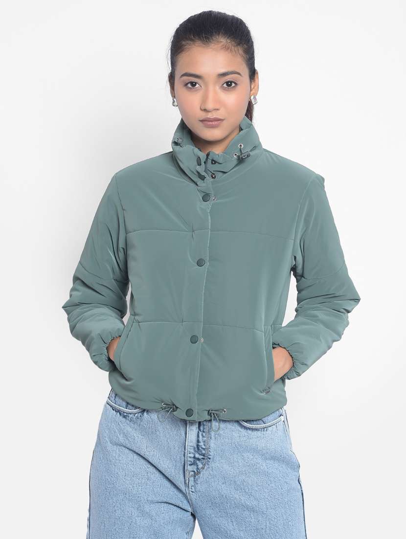 women solid long sleeve quilted jacket  - 20295960 -  Zoom Image - 0