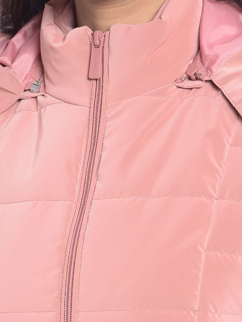 women peachy pink polyester quilted & padded jacket - 20295961 - Standard Image - 7