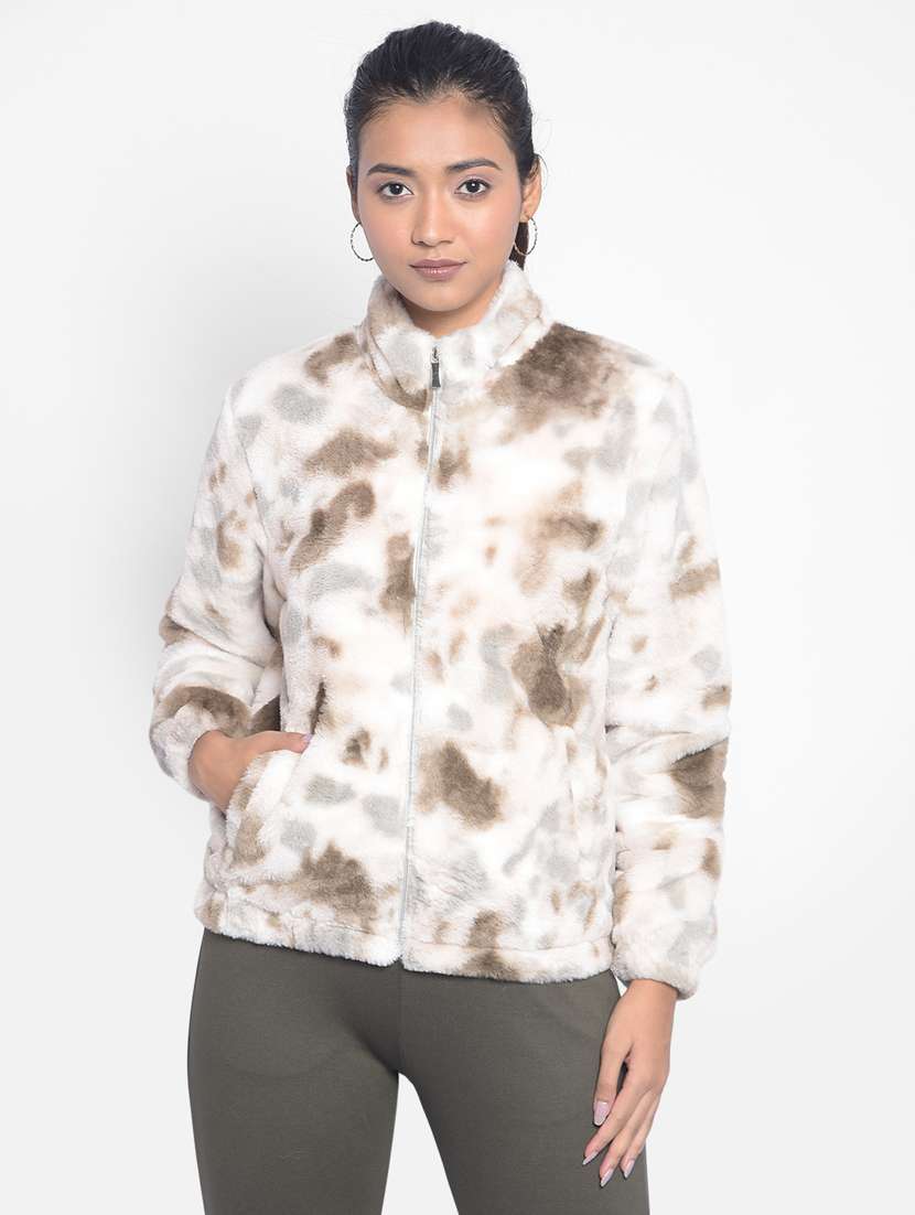 women multi colored polyester fur jacket jacket