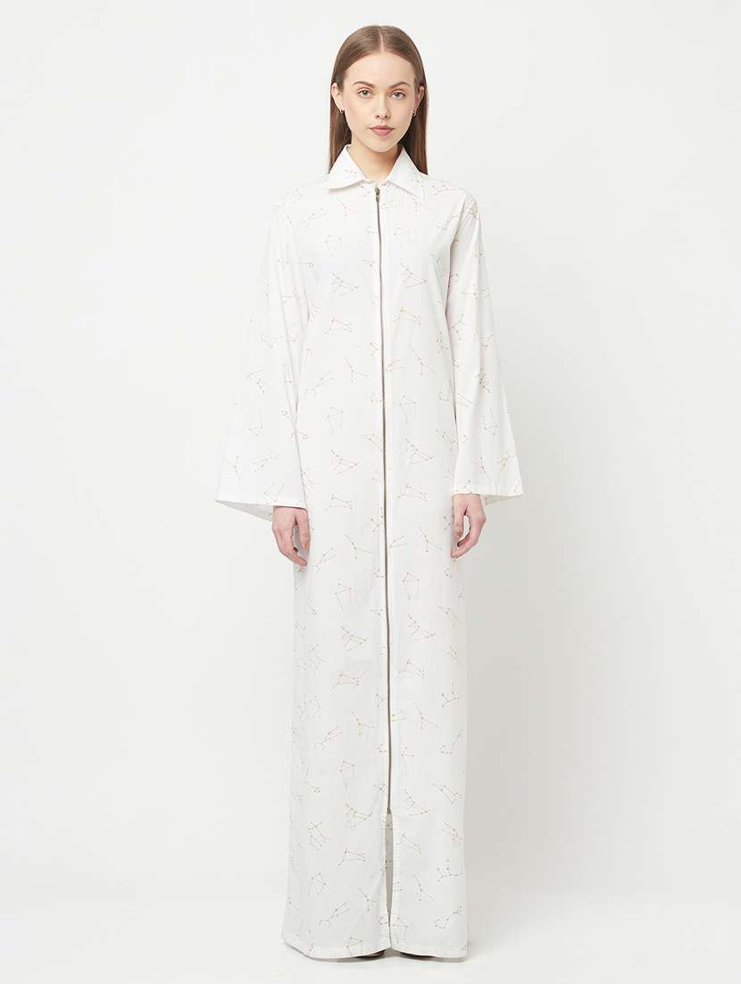 white geometric print maxi dress - 20296106 - Zoom Image - 0