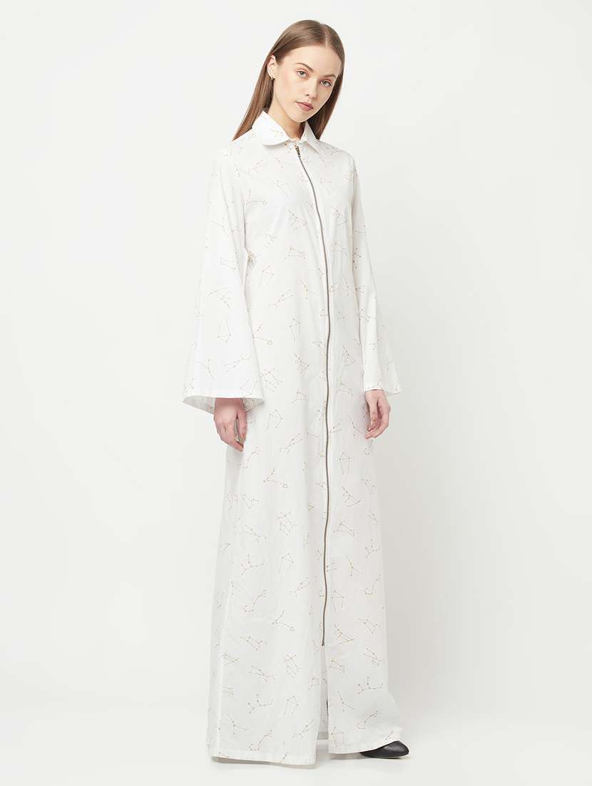 white geometric print maxi dress - 20296106 - Standard Image - 2