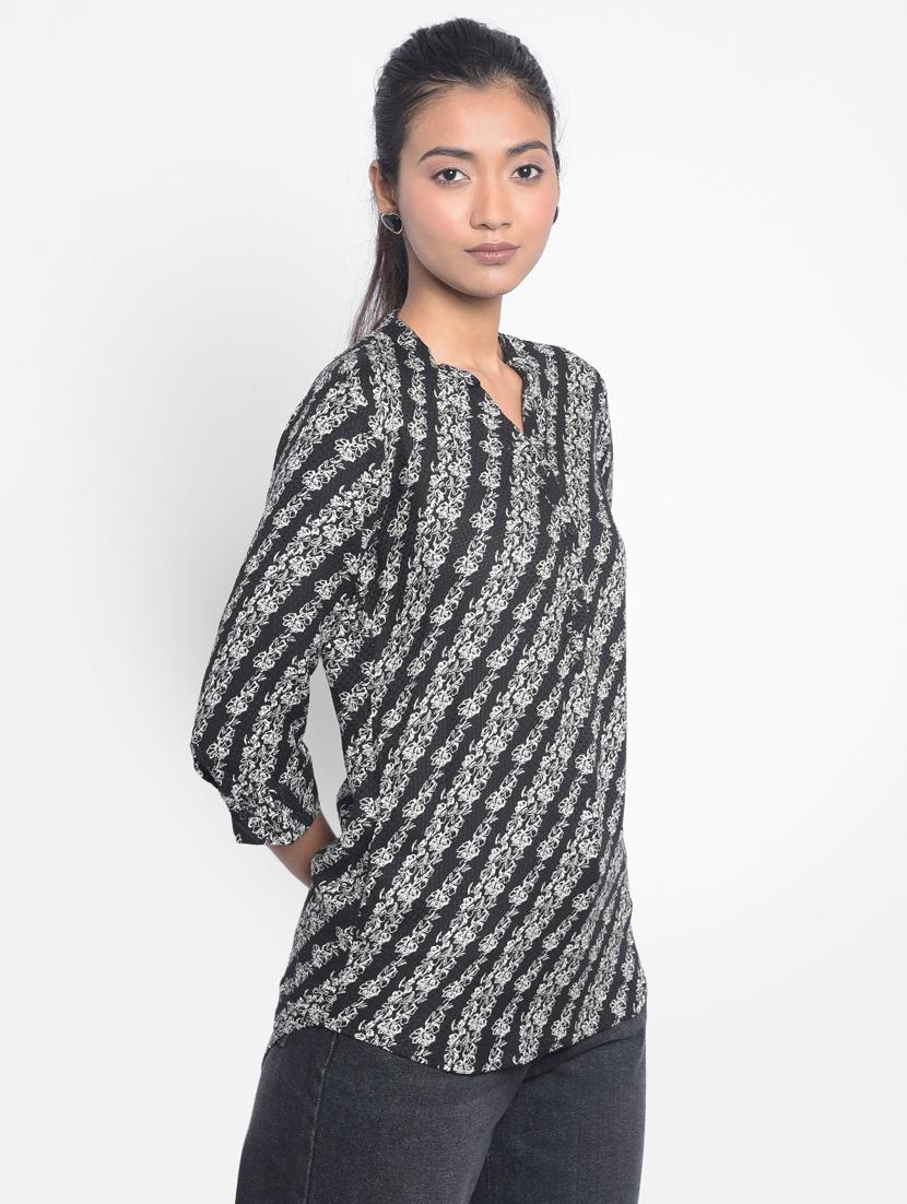 black floral regular top - 20296111 - Standard Image - 2